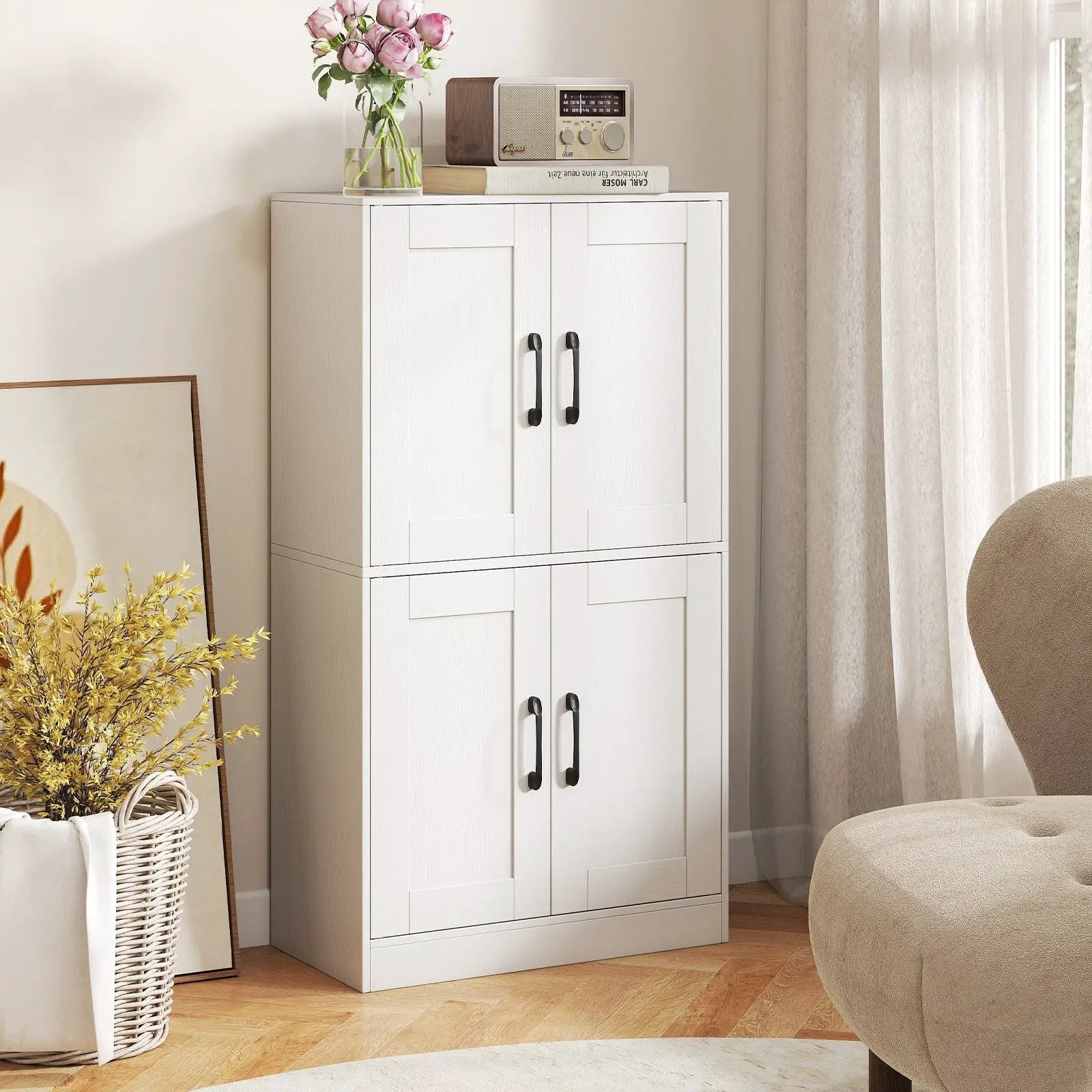 Bathroom Cabinet 43.5 inch Storage Cabinet with Doors and Adjustable Shelves by DirectDeals