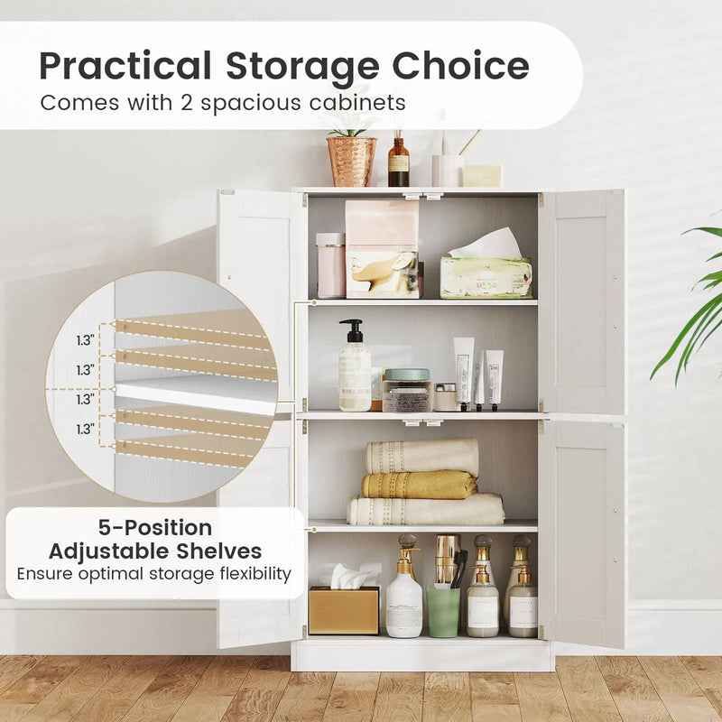 Bathroom Cabinet 43.5 inch Storage Cabinet with Doors and Adjustable Shelves by DirectDeals