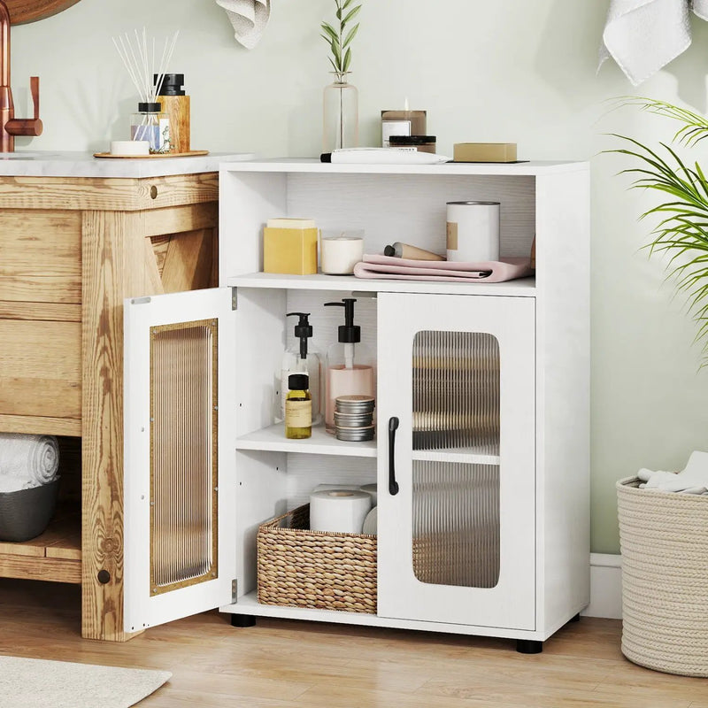 Bathroom Cabinet Freestanding Cabinet with 2 Doors and 3-Level Adjustable Shelf by DirectDeals