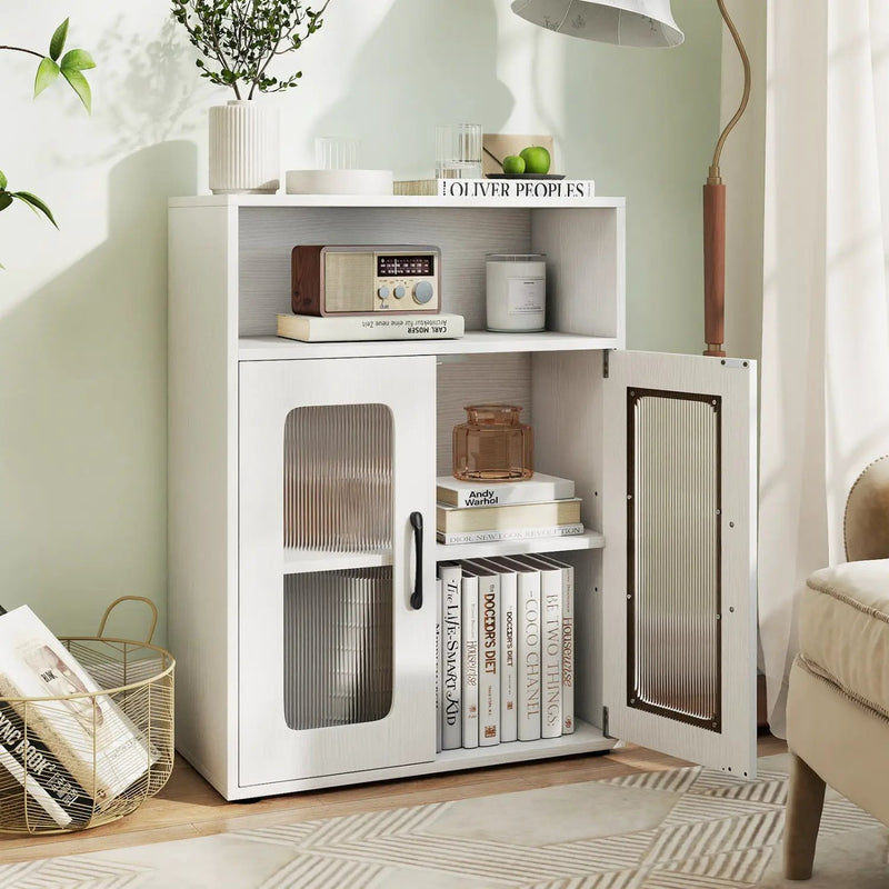 Bathroom Cabinet Freestanding Cabinet with 2 Doors and 3-Level Adjustable Shelf by DirectDeals