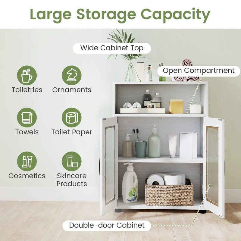 Bathroom Cabinet Freestanding Cabinet with 2 Doors and 3-Level Adjustable Shelf by DirectDeals