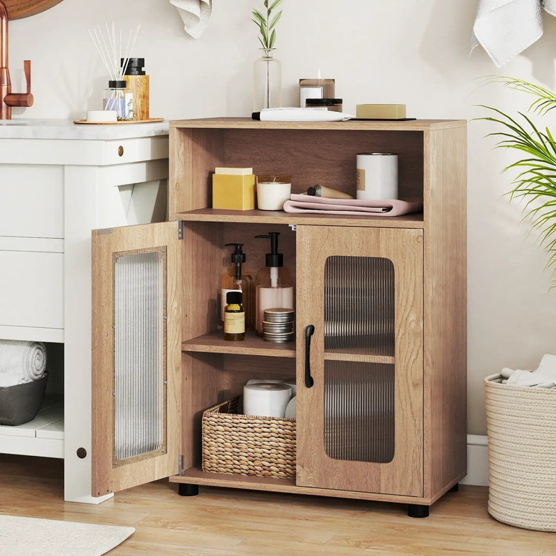Bathroom Cabinet Freestanding Cabinet with 2 Doors and 3-Level Adjustable Shelf by DirectDeals