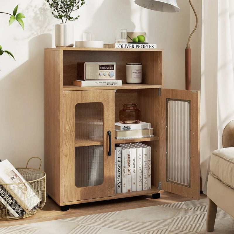 Bathroom Cabinet Freestanding Cabinet with 2 Doors and 3-Level Adjustable Shelf by DirectDeals