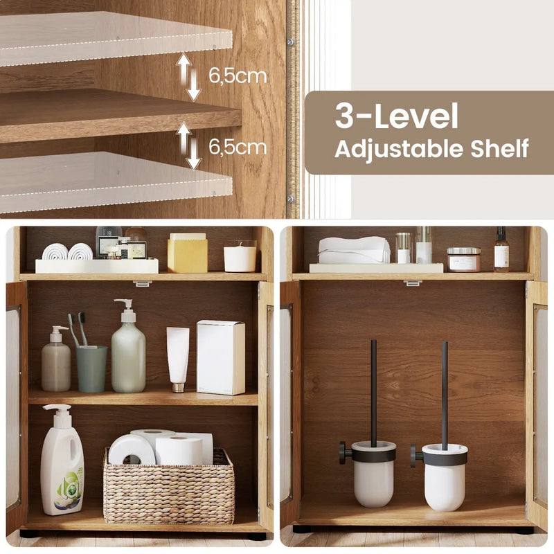 Bathroom Cabinet Freestanding Cabinet with 2 Doors and 3-Level Adjustable Shelf by DirectDeals