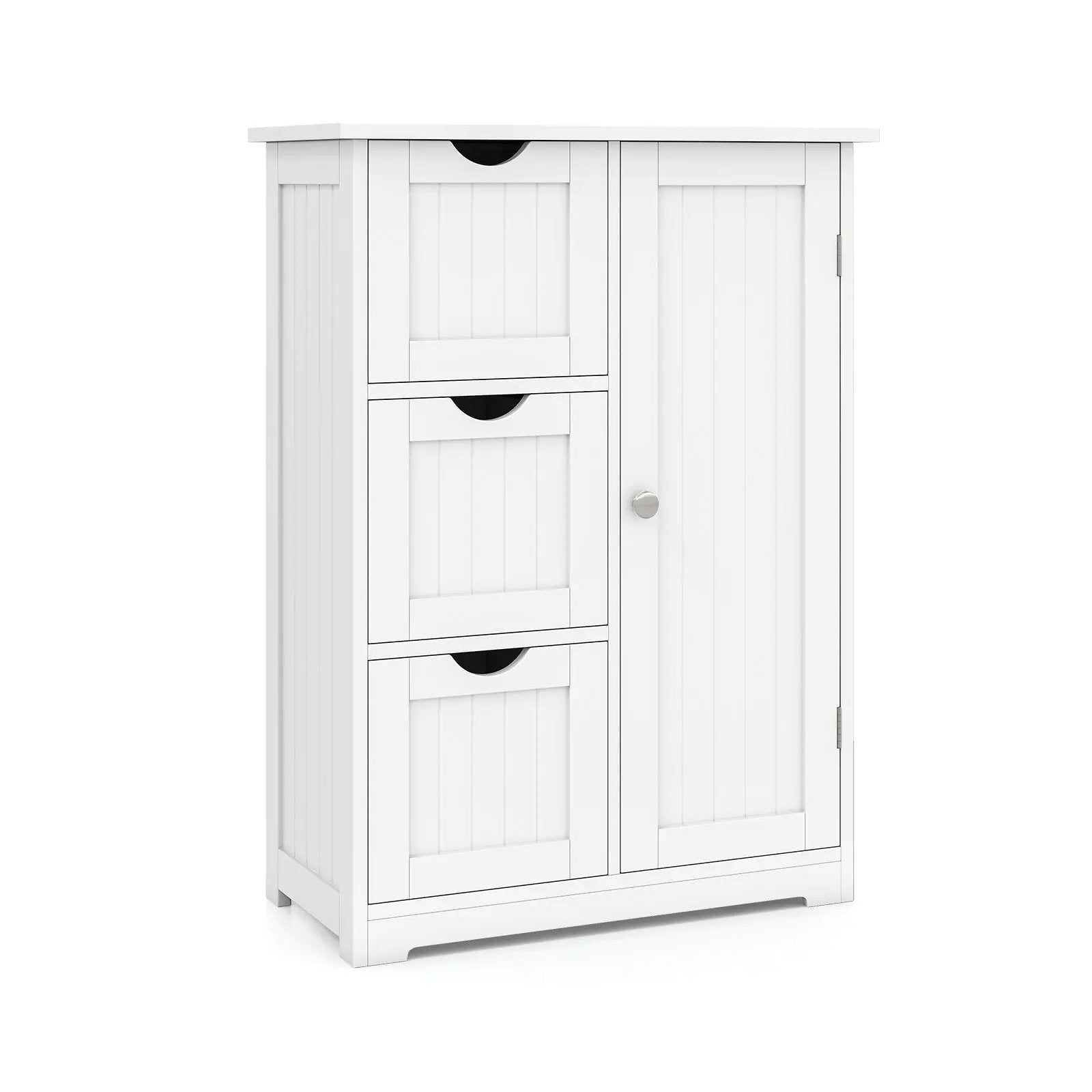 Bathroom Floor Cabinet Side Storage Cabinet with 3 Drawers and 1 Cupboard by DirectDeals