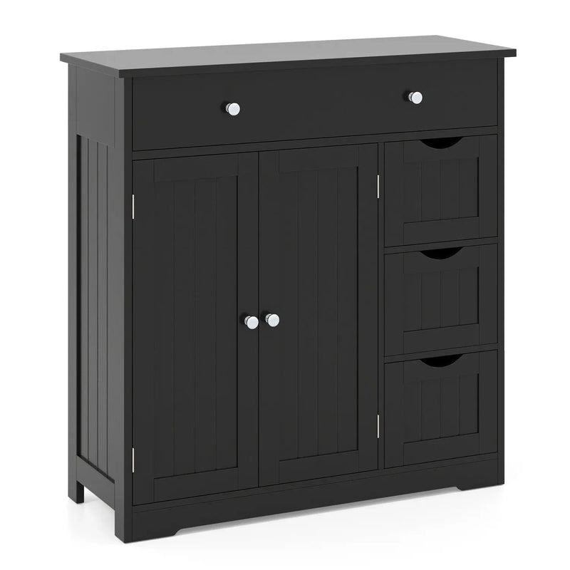 Bathroom Floor Cabinet with 4 Drawers and 2 Doors - White by DirectDeals