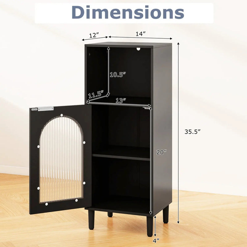 Bathroom Floor Cabinet with Adjustable Shelf and Glass Door by DirectDeals
