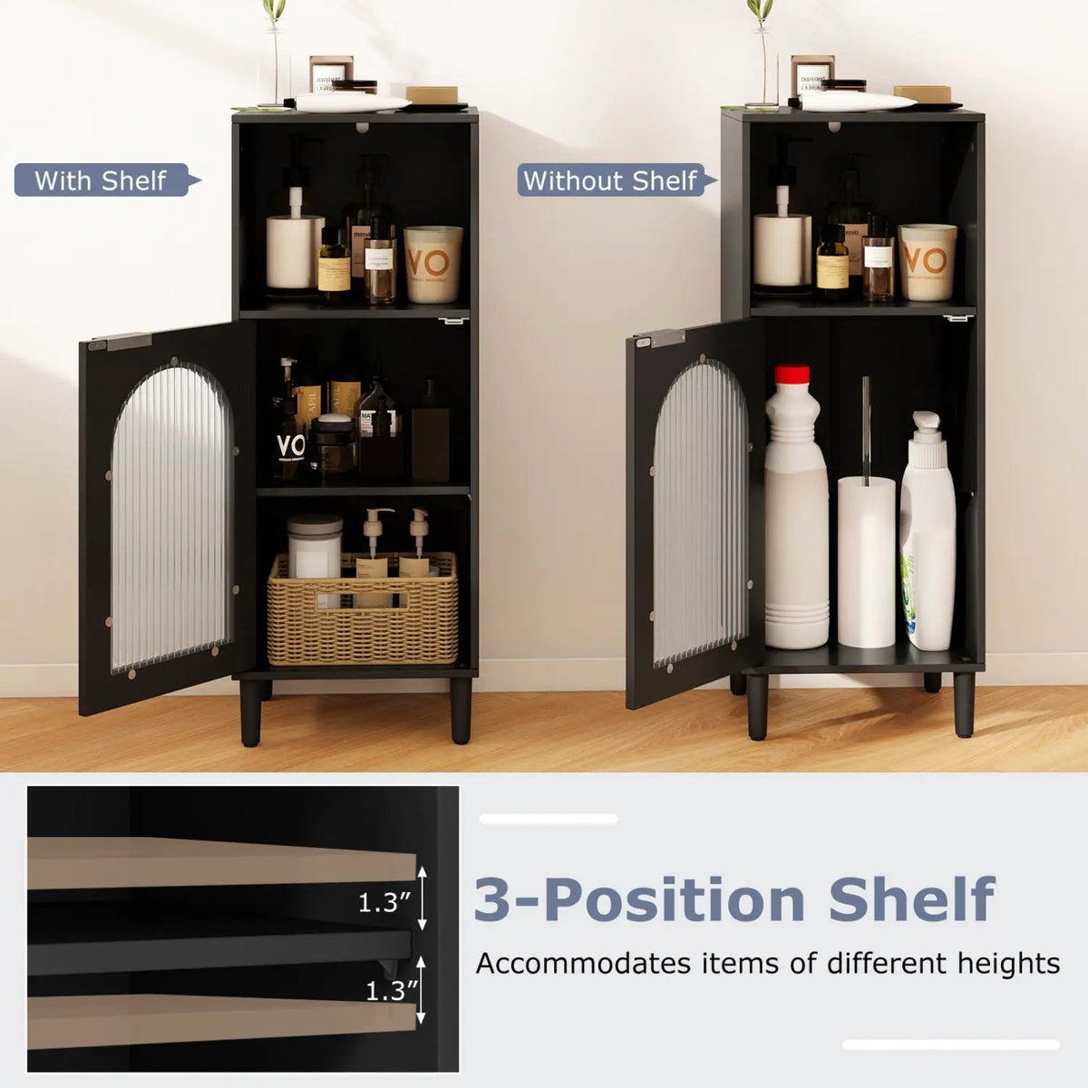 Bathroom Floor Cabinet with Adjustable Shelf and Glass Door, photo 7 of 16