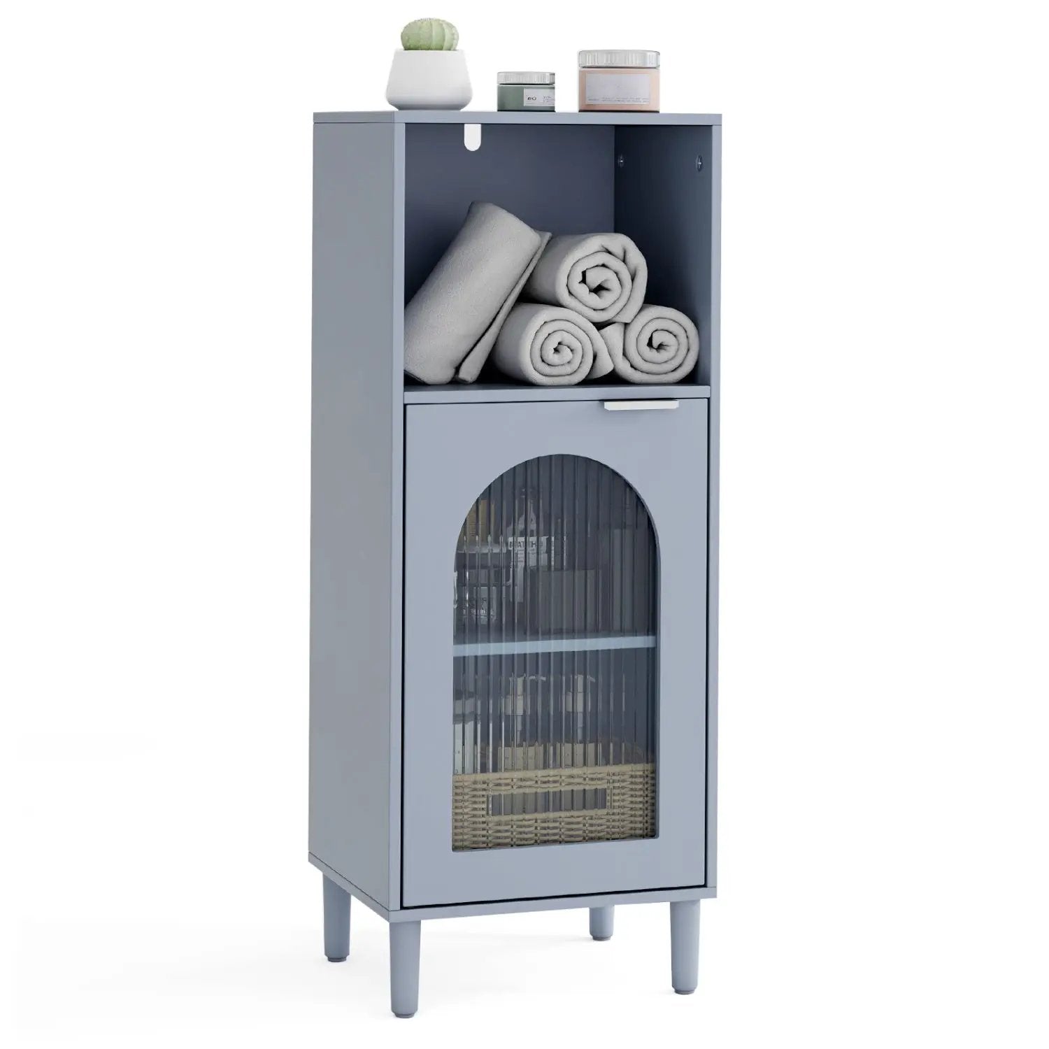 Bathroom Floor Cabinet with Adjustable Shelf and Glass Door by DirectDeals