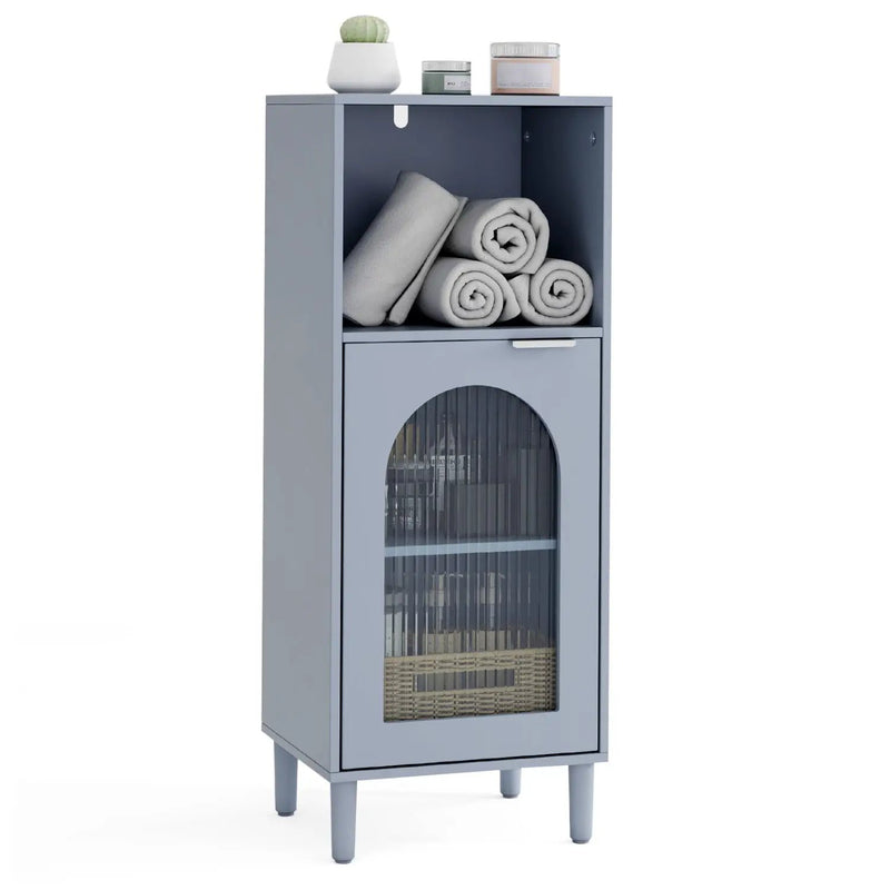 Bathroom Floor Cabinet with Adjustable Shelf and Glass Door by DirectDeals