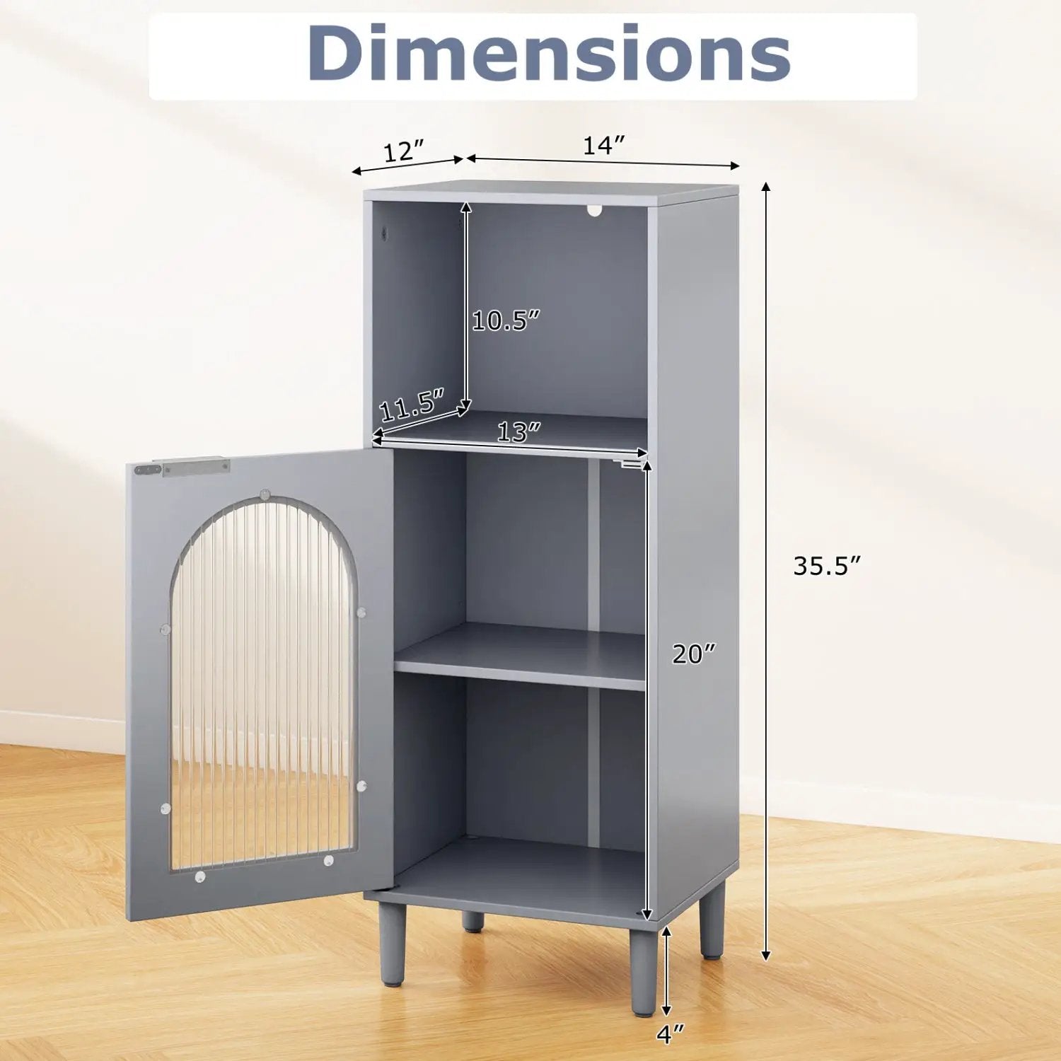 Bathroom Floor Cabinet with Adjustable Shelf and Glass Door by DirectDeals