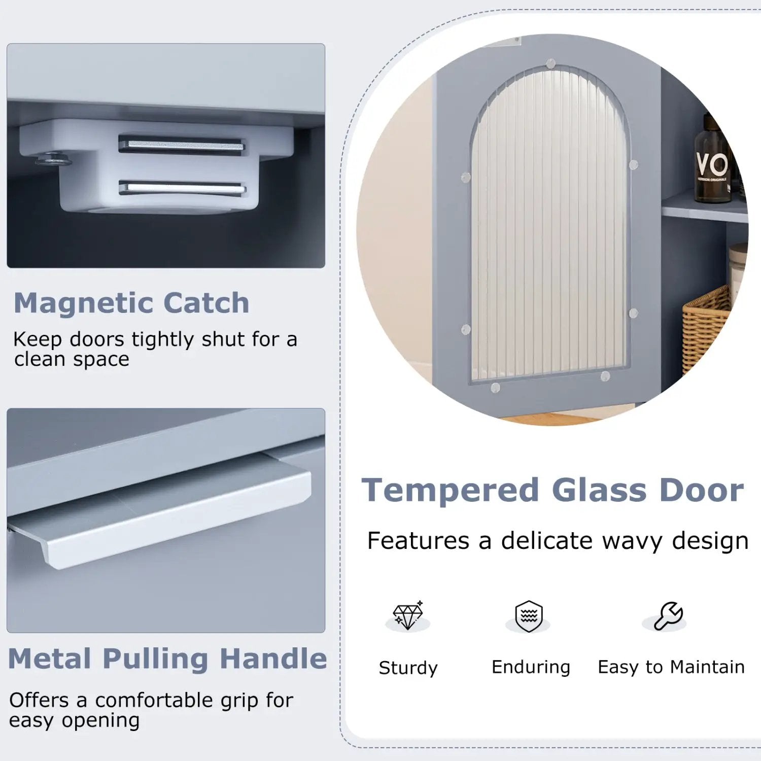 Bathroom Floor Cabinet with Adjustable Shelf and Glass Door by DirectDeals