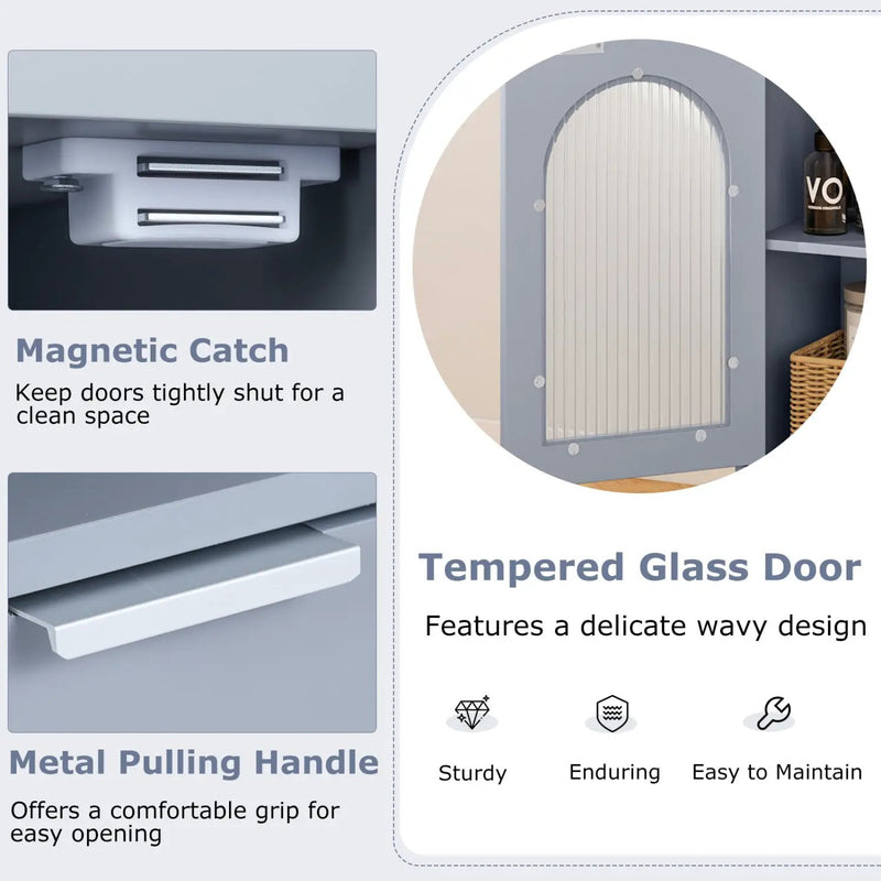 Bathroom Floor Cabinet with Adjustable Shelf and Glass Door by DirectDeals