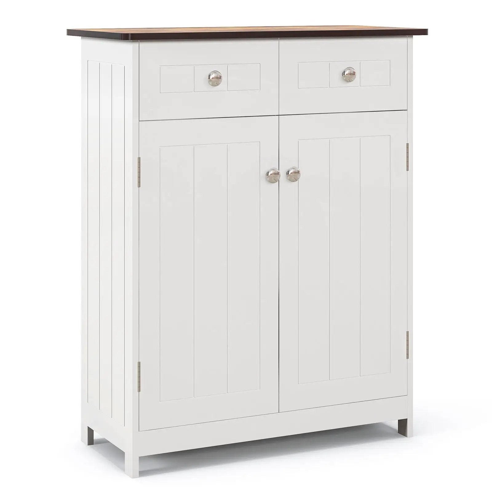 Freestanding Bathroom Floor Cabinet Storage Organizer with 2 Drawers-White by DirectDeals