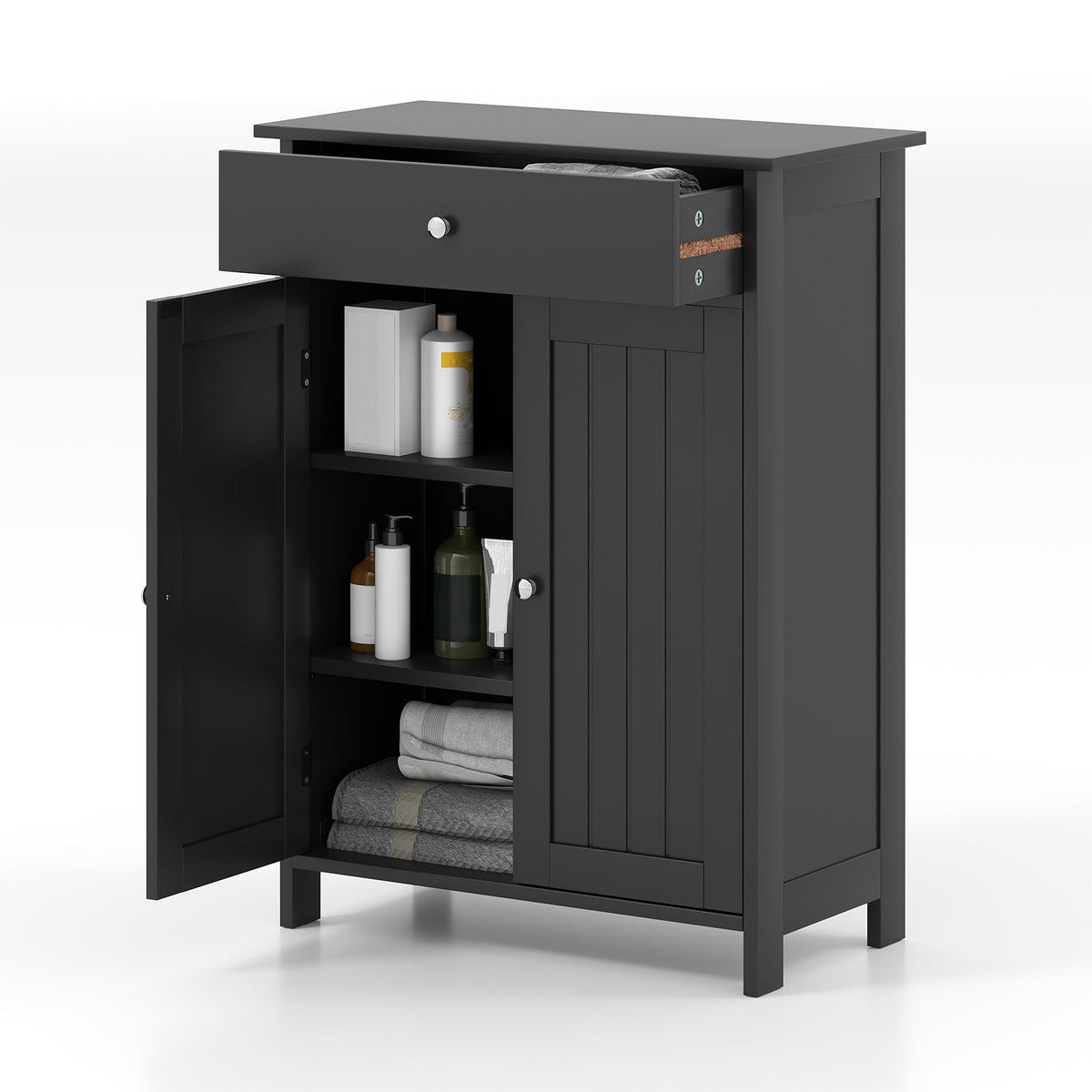 Bathroom Floor Cabinet Freestanding Storage Organizer with 2 Doors, photo 4 of 9