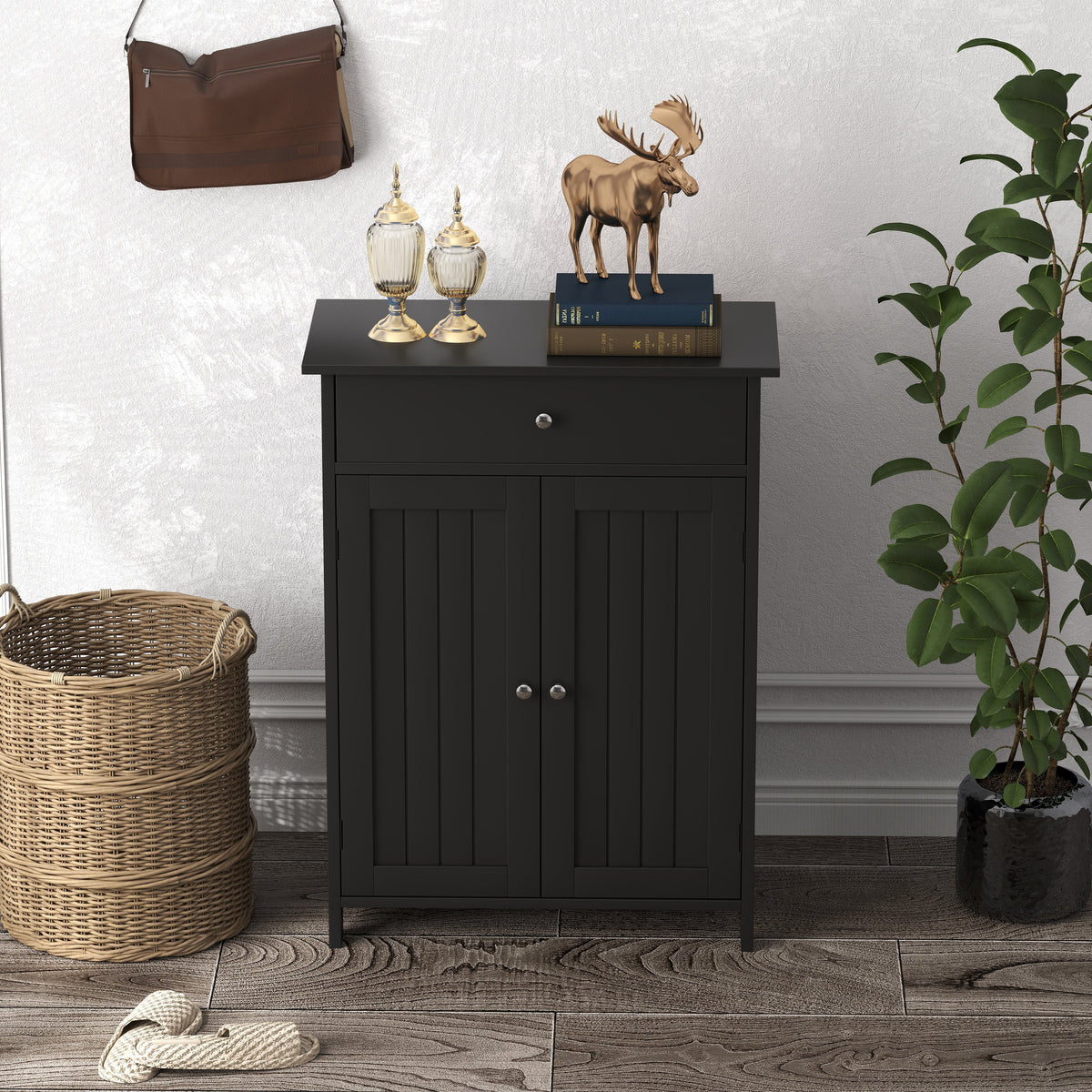 Bathroom Floor Cabinet Freestanding Storage Organizer with 2 Doors, photo 6 of 9