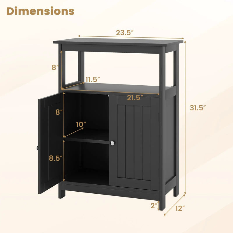 Bathroom Floor Cabinet Freestanding Storage Organizer with Open Compartment by DirectDeals
