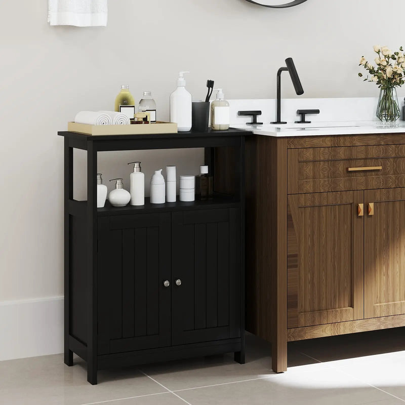 Bathroom Floor Cabinet Freestanding Storage Organizer with Open Compartment by DirectDeals