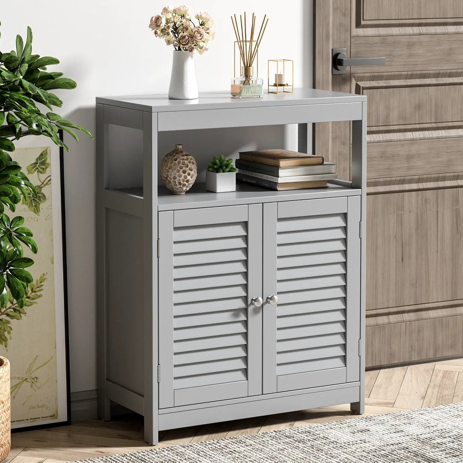 Freestanding Bathroom Floor Cabinet with Double Shutter Doors by DirectDeals