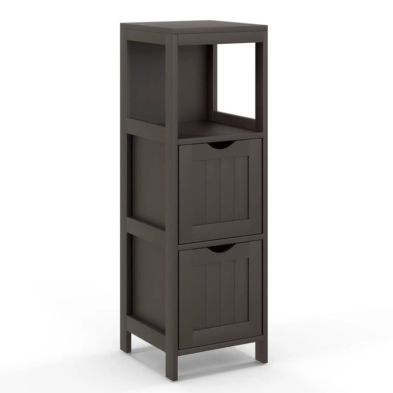 Wooden Bathroom Floor Cabinet with Removable Drawers-Brown by DirectDeals
