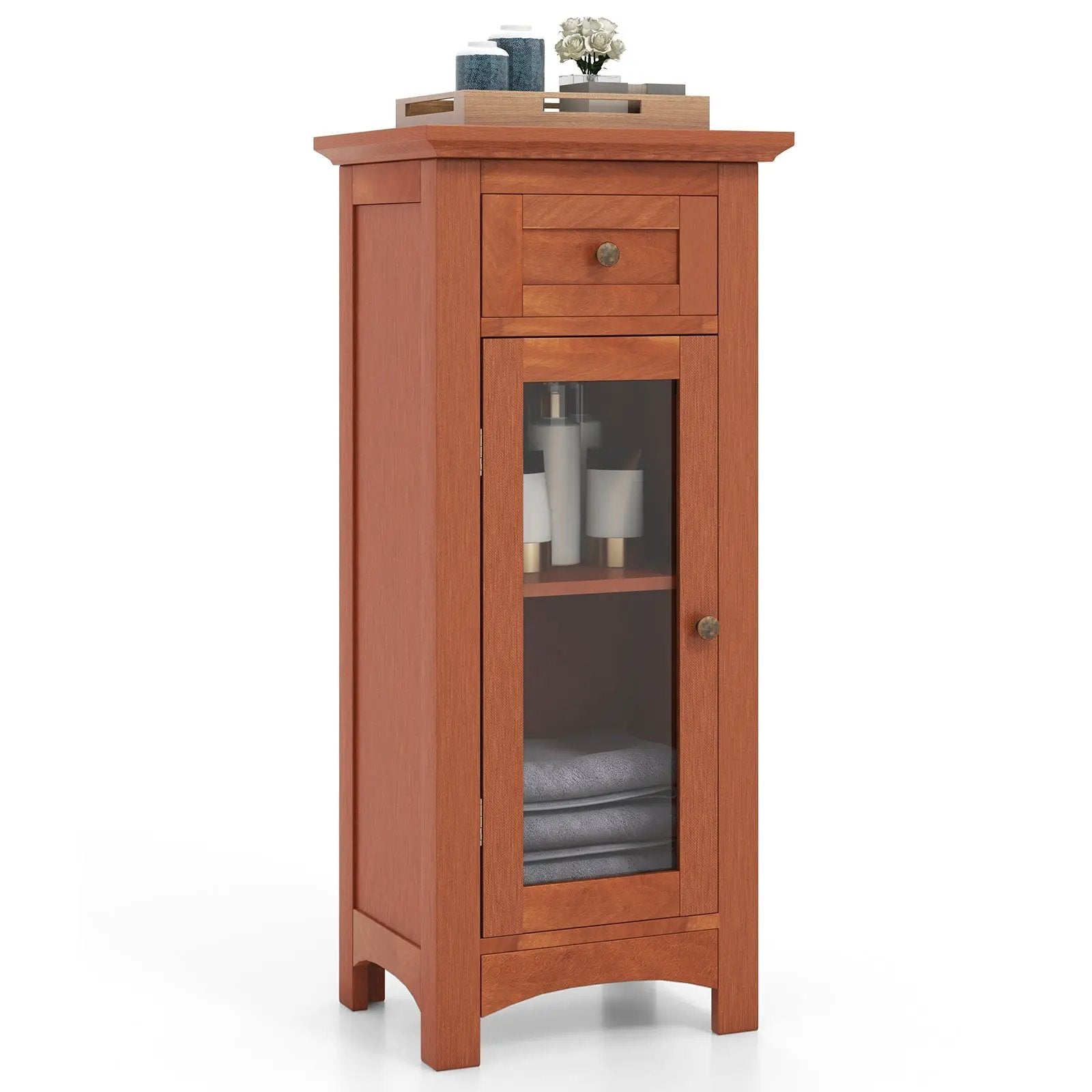 Bathroom Freestanding Storage Cabinet with Single Glass Door by DirectDeals