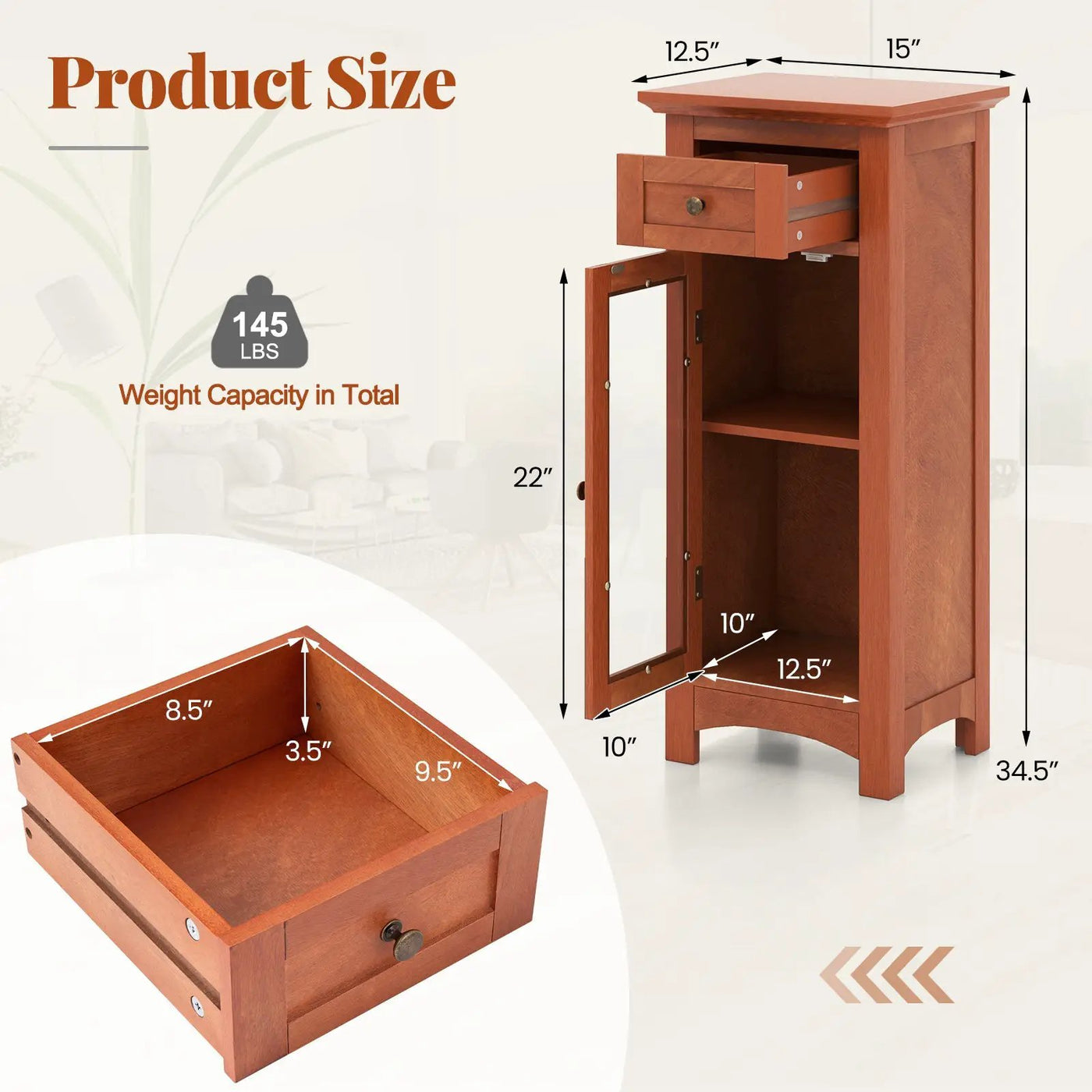 Bathroom Freestanding Storage Cabinet with Single Glass Door by DirectDeals