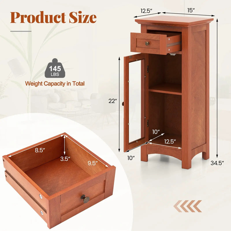 Bathroom Freestanding Storage Cabinet with Single Glass Door by DirectDeals