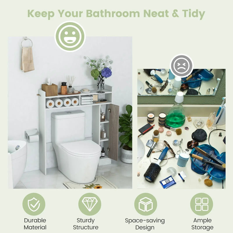 Bathroom Over the Toilet Floor Storage Organizer with Adjustable Shelves by DirectDeals