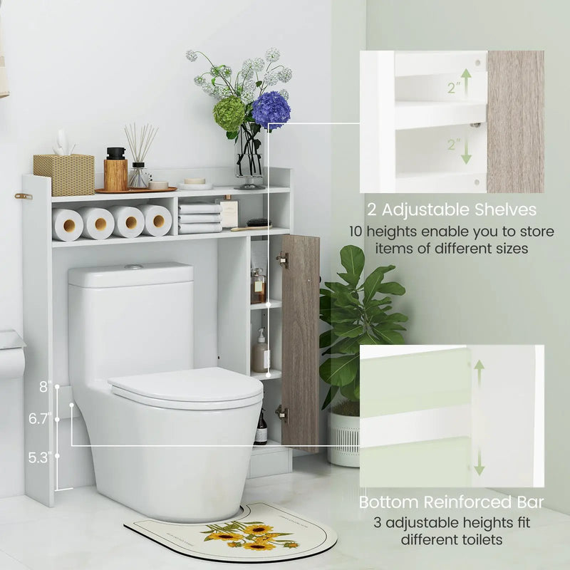 Bathroom Over the Toilet Floor Storage Organizer with Adjustable Shelves by DirectDeals