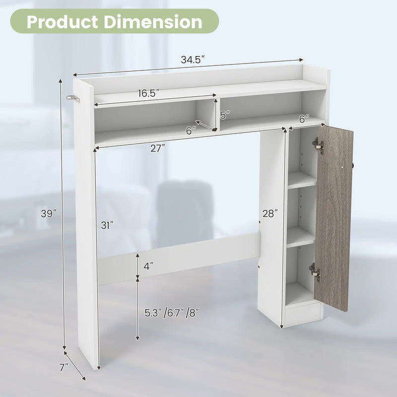 Bathroom Over the Toilet Floor Storage Organizer with Adjustable Shelves by DirectDeals