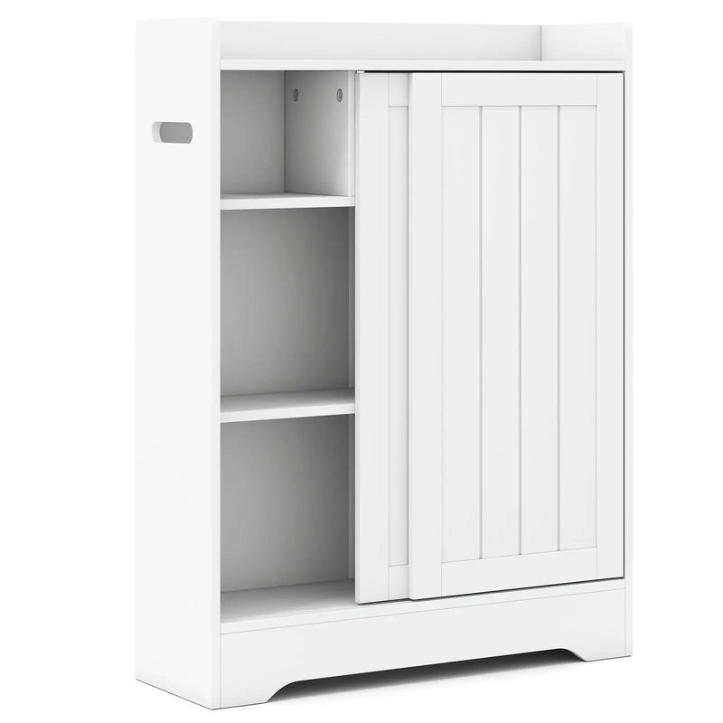 Bathroom Storage Cabinet Slim Floor Cabinet with Toilet Paper Holders-White by DirectDeals