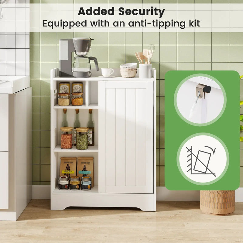 Bathroom Storage Cabinet Slim Floor Cabinet with Toilet Paper Holders-White by DirectDeals