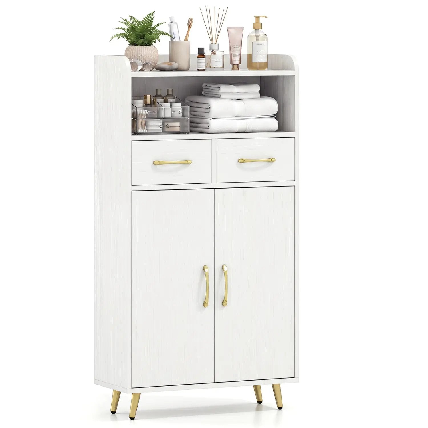 Freestanding Bathroom Storage Cabinet with 2 Drawers & Doors by DirectDeals