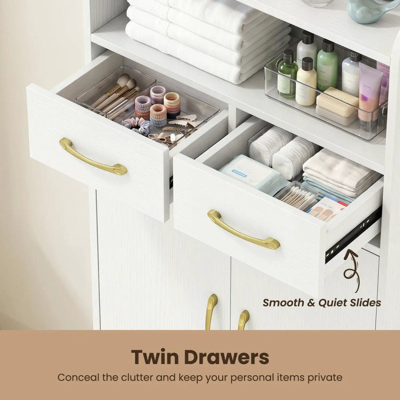 Freestanding Bathroom Storage Cabinet with 2 Drawers & Doors by DirectDeals