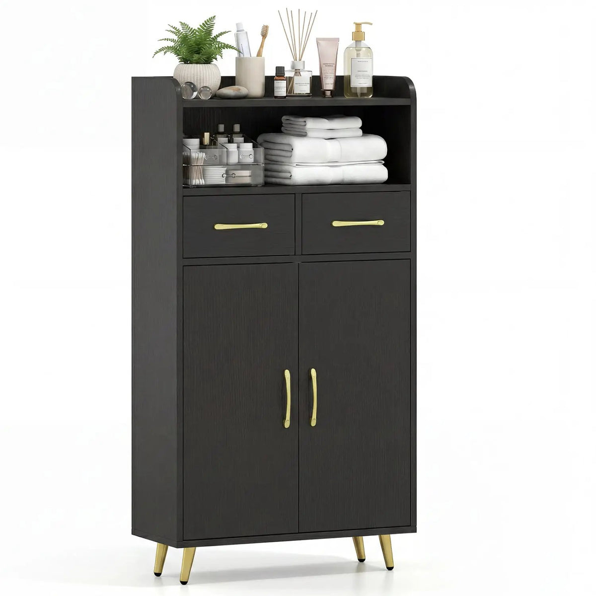 Freestanding Bathroom Storage Cabinet with 2 Drawers & Doors, photo 11 of 32