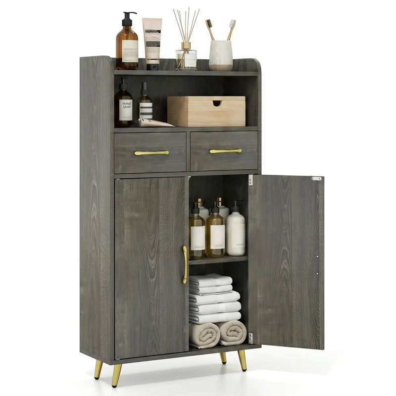 Freestanding Bathroom Storage Cabinet with 2 Drawers & Doors by DirectDeals