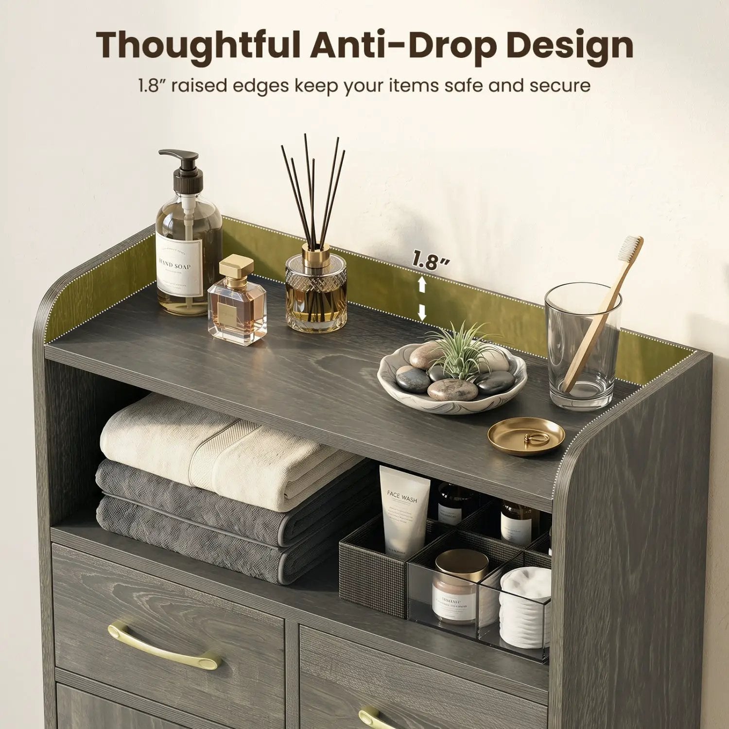 Freestanding Bathroom Storage Cabinet with 2 Drawers & Doors by DirectDeals