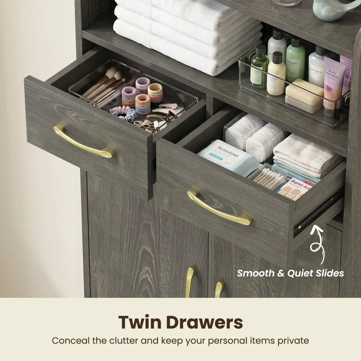 Freestanding Bathroom Storage Cabinet with 2 Drawers & Doors, photo 32 of 32