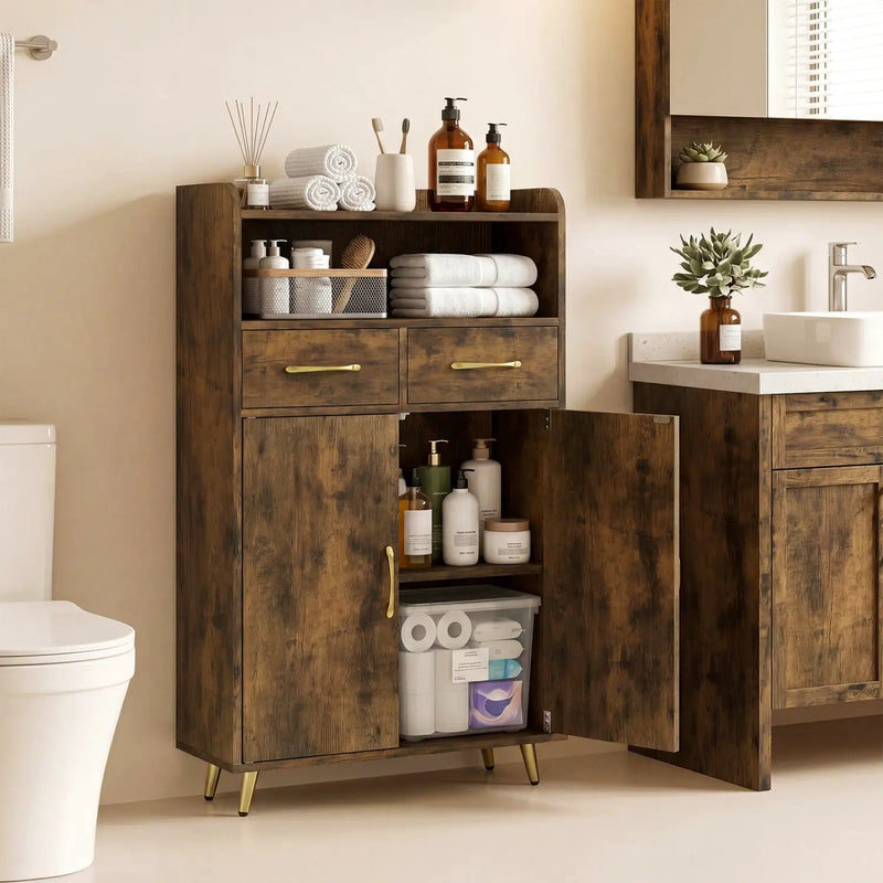 Freestanding Bathroom Storage Cabinet with 2 Drawers & Doors by DirectDeals
