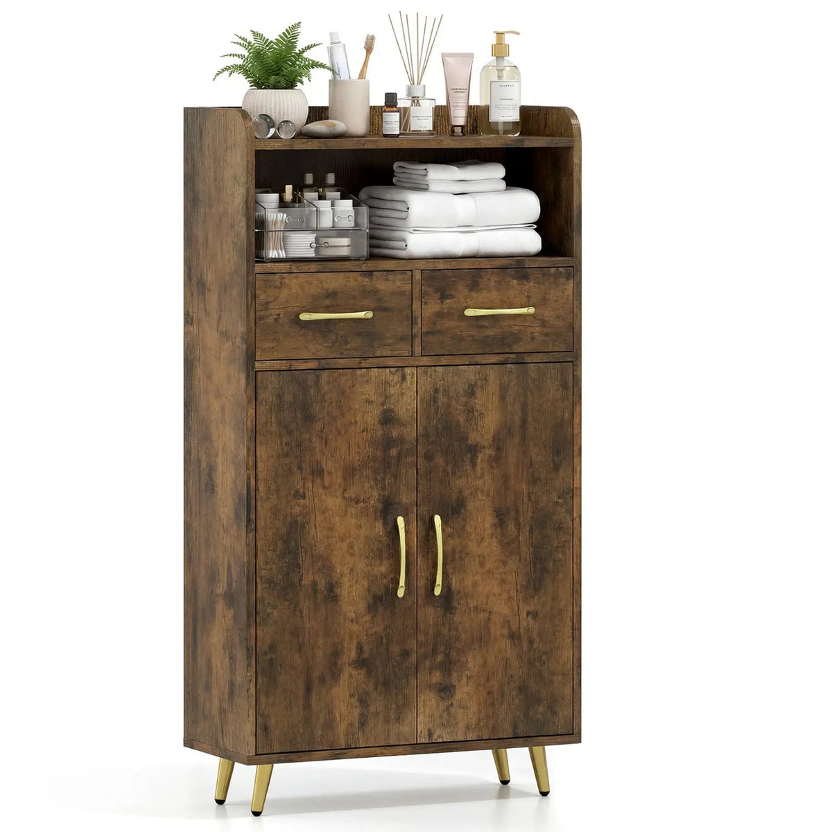 Freestanding Bathroom Storage Cabinet with 2 Drawers & Doors, photo 19 of 32