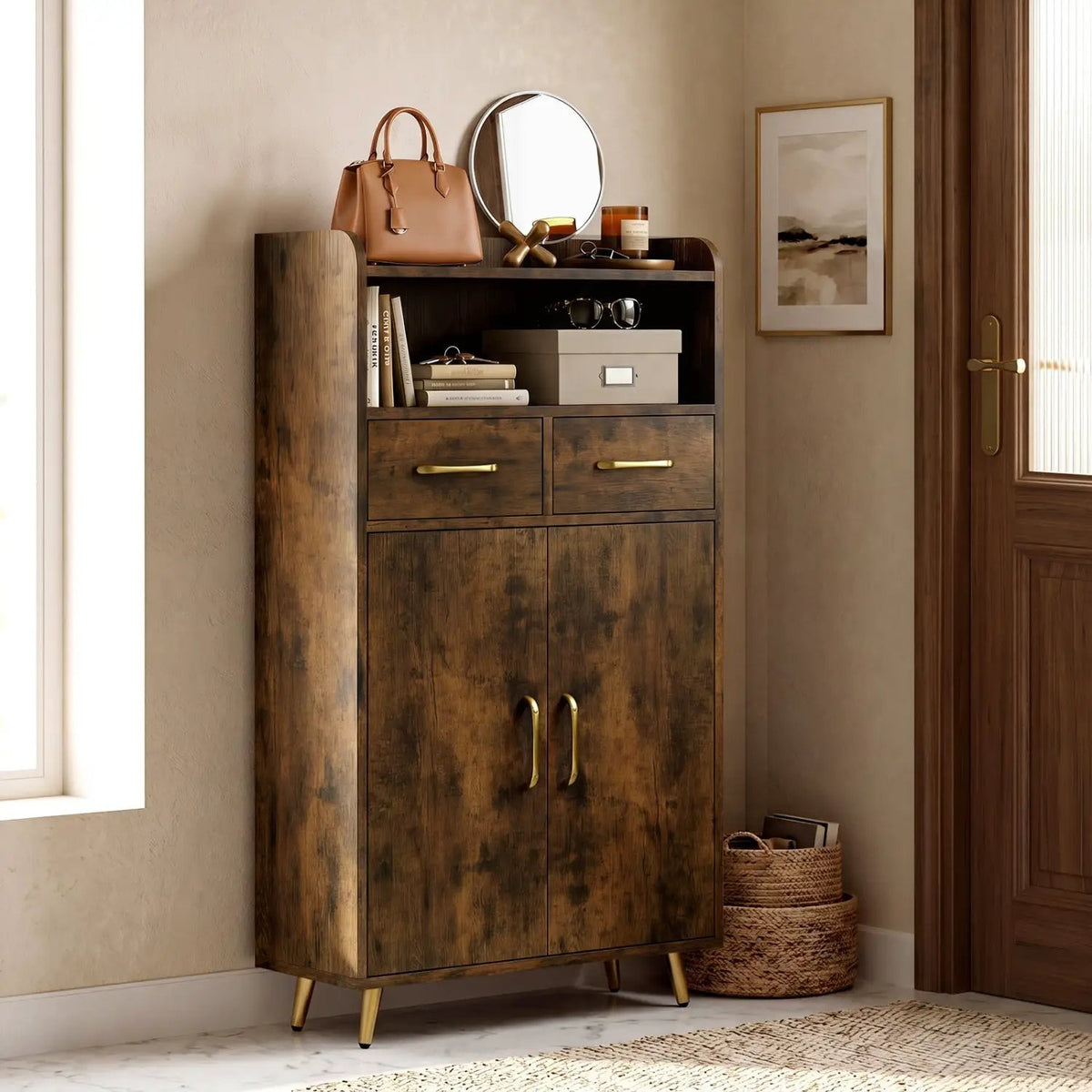 Freestanding Bathroom Storage Cabinet with 2 Drawers & Doors, photo 22 of 32