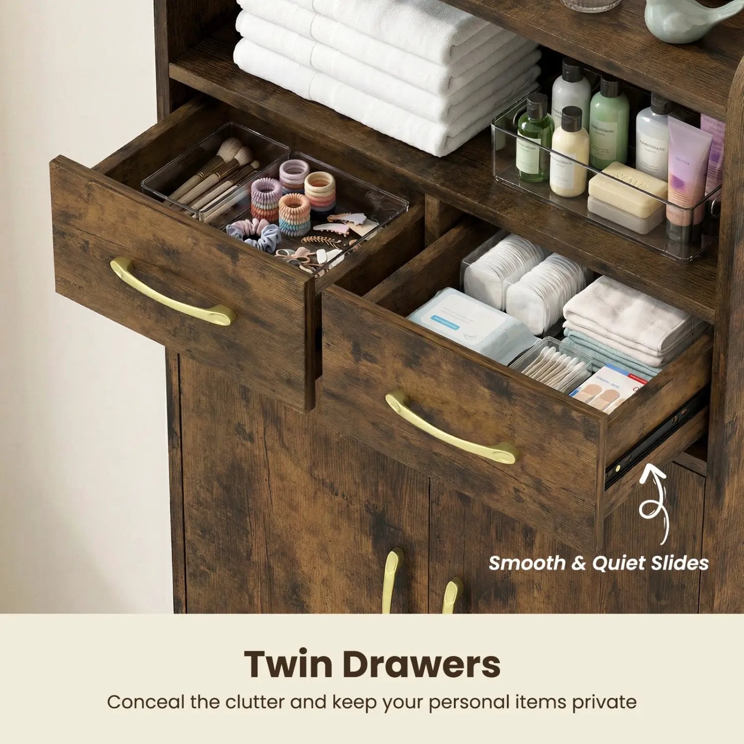 Freestanding Bathroom Storage Cabinet with 2 Drawers & Doors by DirectDeals