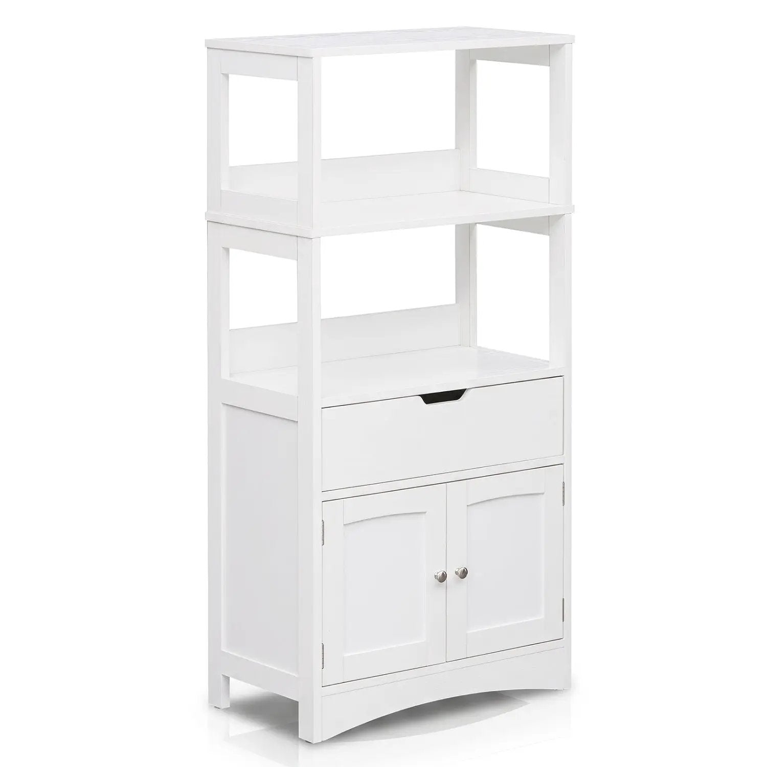 Bathroom Floor Cabinet with Open Shelves and Drawer by DirectDeals