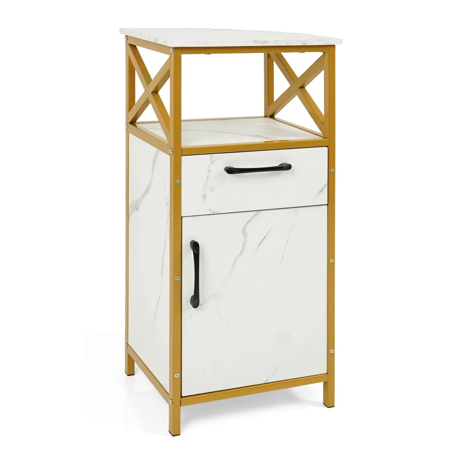 Bathroom Storage Cabinet with Drawer and Open Shelf - White by DirectDeals
