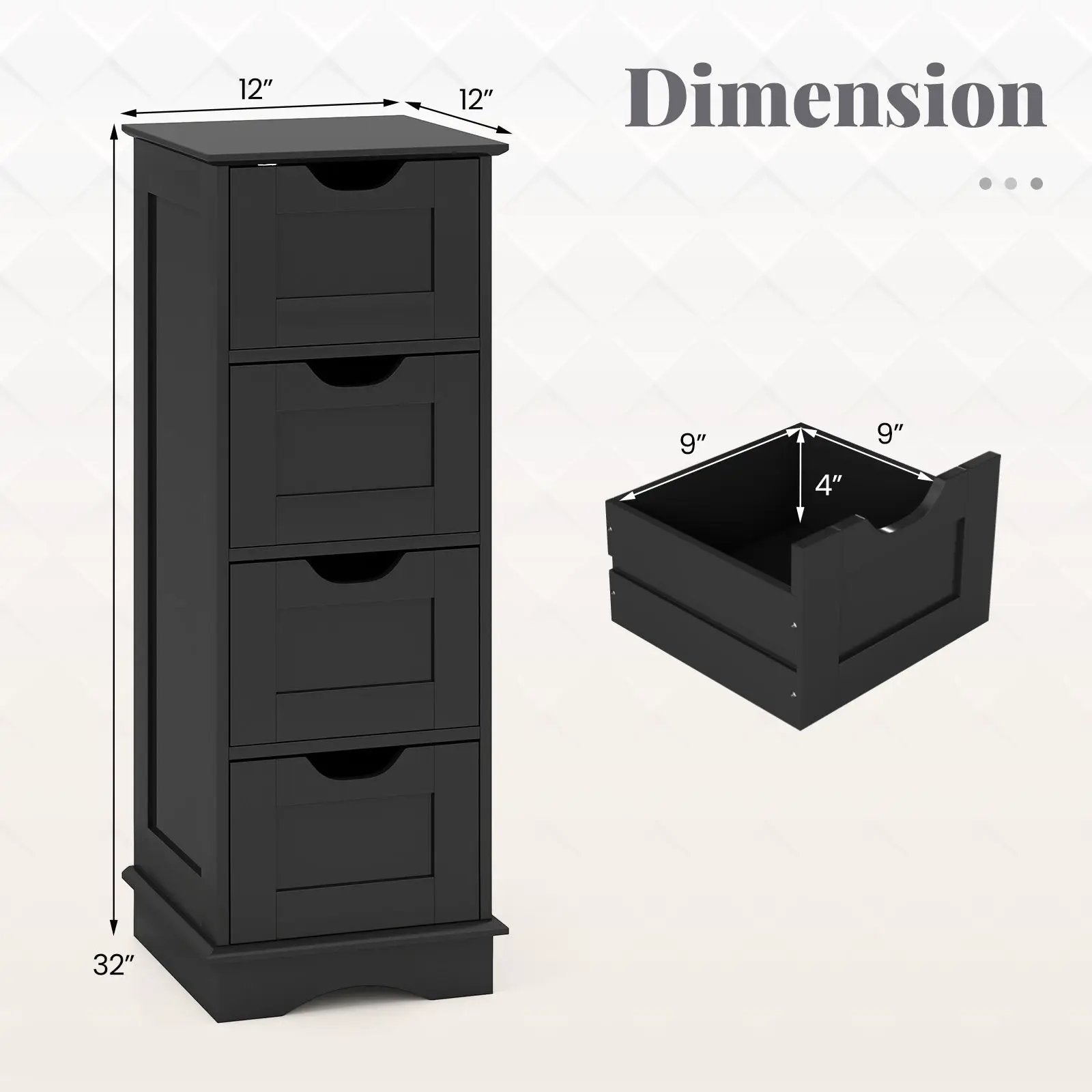 Bathroom Storage Cabinet with Cutout Handles and 4 Drawers by DirectDeals