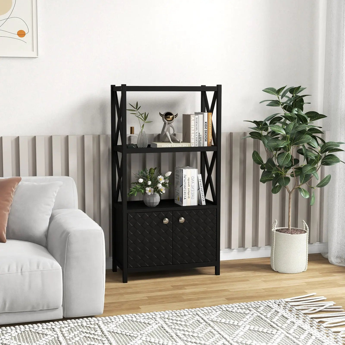 Bathroom Storage Cabinet with Open Shelves and Double Doors by DirectDeals