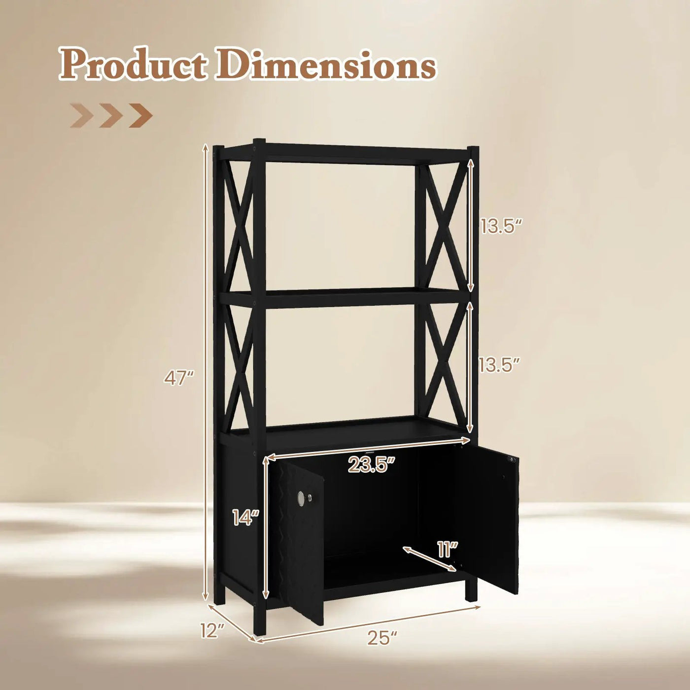 Bathroom Storage Cabinet with Open Shelves and Double Doors by DirectDeals