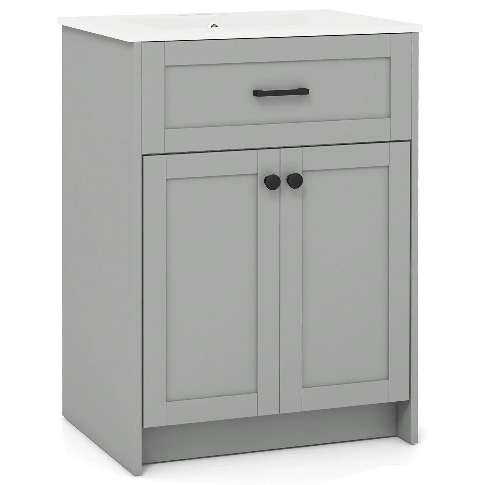 Bathroom Vanity Unit with Basin and 2 Doors-Gray by DirectDeals