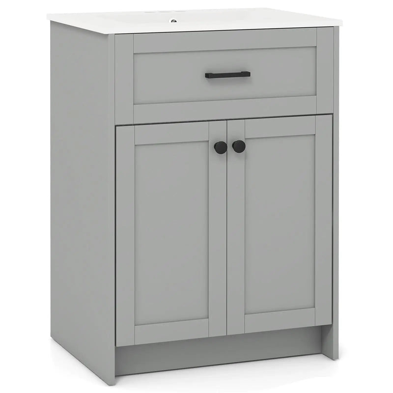 Bathroom Vanity Unit with Basin and 2 Doors-Gray by DirectDeals