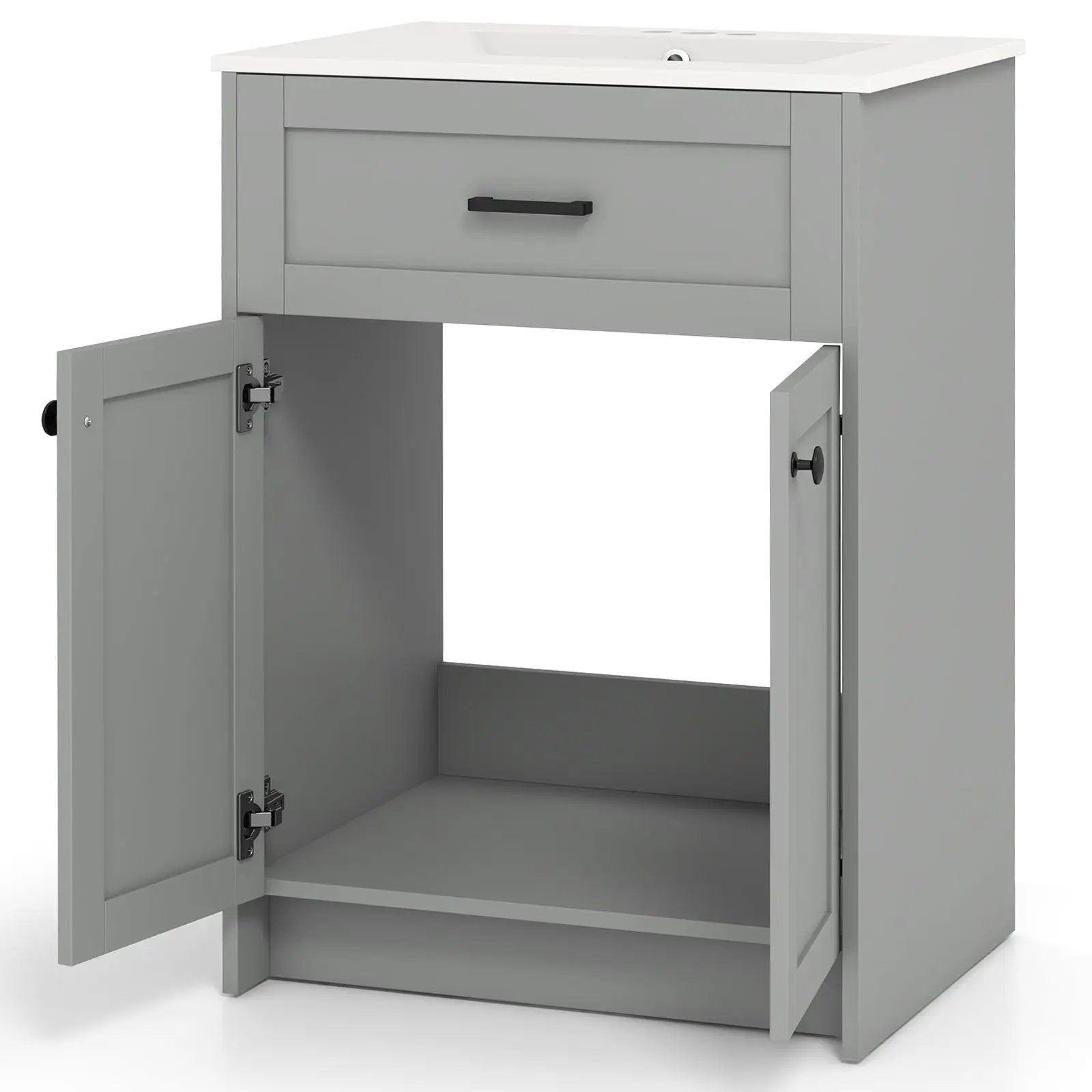 Bathroom Vanity Unit with Basin and 2 Doors-Gray by DirectDeals